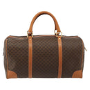 CELINE Macadam Canvas Boston Bag PVC Leather Brown Gold Auth 184535A-3