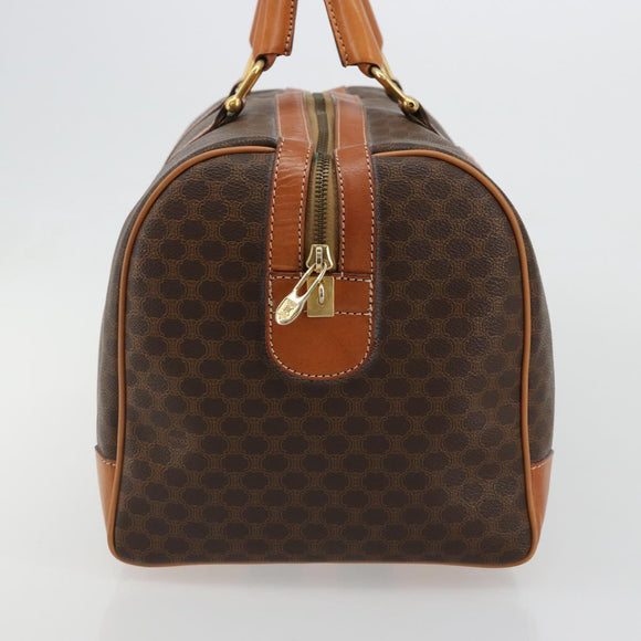 CELINE Macadam Canvas Boston Bag PVC Leather Brown Gold Auth 184535A