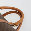 CELINE Macadam Canvas Boston Bag PVC Leather Brown Gold Auth 184535A-8