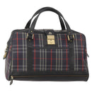 Burberrys Nova Check Boston Bag Canvas Navy Gold Auth 184536-1