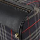Burberrys Nova Check Boston Bag Canvas Navy Gold Auth 184536-14