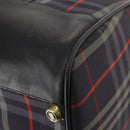 Burberrys Nova Check Boston Bag Canvas Navy Gold Auth 184536-16