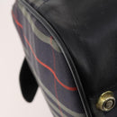 Burberrys Nova Check Boston Bag Canvas Navy Gold Auth 184536-17