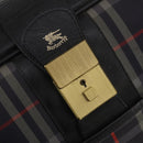 Burberrys Nova Check Boston Bag Canvas Navy Gold Auth 184536-19