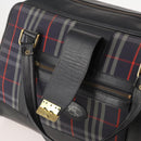 Burberrys Nova Check Boston Bag Canvas Navy Gold Auth 184536-9