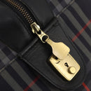 Burberrys Nova Check Boston Bag Canvas Navy Gold Auth 184536-20