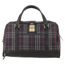 Burberrys Nova Check Boston Bag Canvas Navy Gold Auth 184536-13