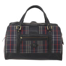 Burberrys Nova Check Boston Bag Canvas Navy Gold Auth 184536-2