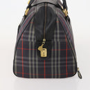 Burberrys Nova Check Boston Bag Canvas Navy Gold Auth 184536-4
