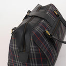 Burberrys Nova Check Boston Bag Canvas Navy Gold Auth 184536-6