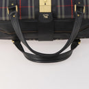 Burberrys Nova Check Boston Bag Canvas Navy Gold Auth 184536-7