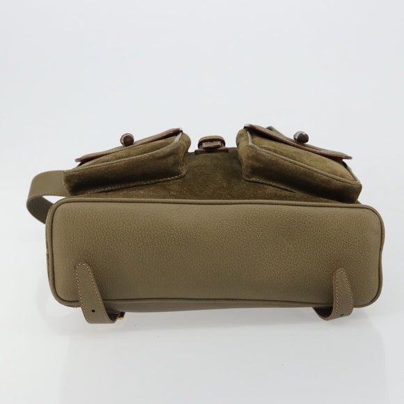 GUCCI Backpack Suede Khaki Gold 003 2058 0016 Auth 184537A