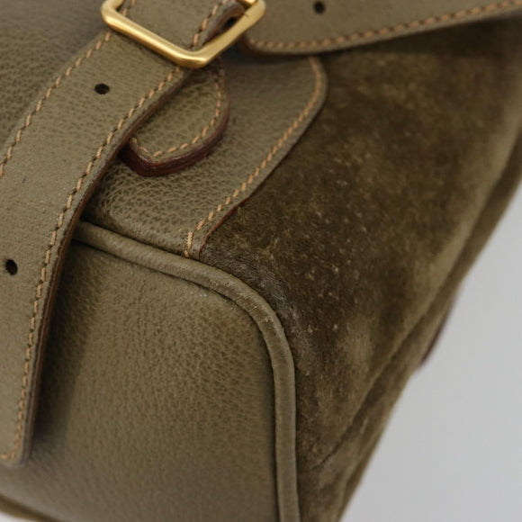 GUCCI Backpack Suede Khaki Gold 003 2058 0016 Auth 184537A
