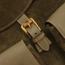 GUCCI Backpack Suede Khaki Gold 003 2058 0016 Auth 184537A-20