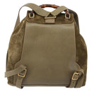 GUCCI Backpack Suede Khaki Gold 003 2058 0016 Auth 184537A-2