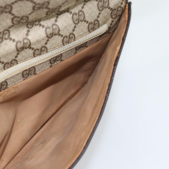 GUCCI GG Supreme Clutch Bag PVC Beige Gold Auth 184538