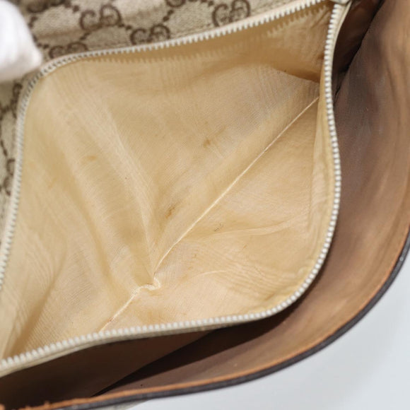 GUCCI GG Supreme Clutch Bag PVC Beige Gold Auth 184538