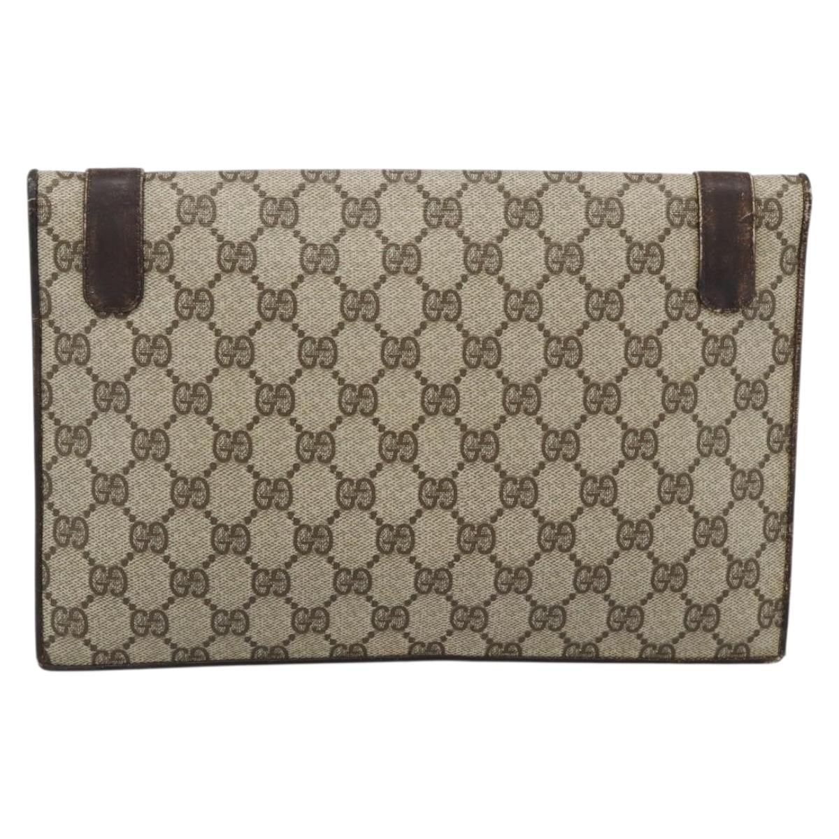 GUCCI GG Supreme Clutch Bag PVC Beige Gold Auth 184538 | Brand