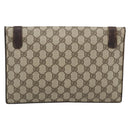 GUCCI GG Supreme Clutch Bag PVC Beige Gold Auth 184538-2