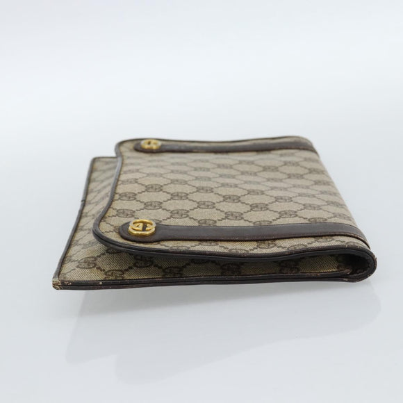 GUCCI GG Supreme Clutch Bag PVC Beige Gold Auth 184538