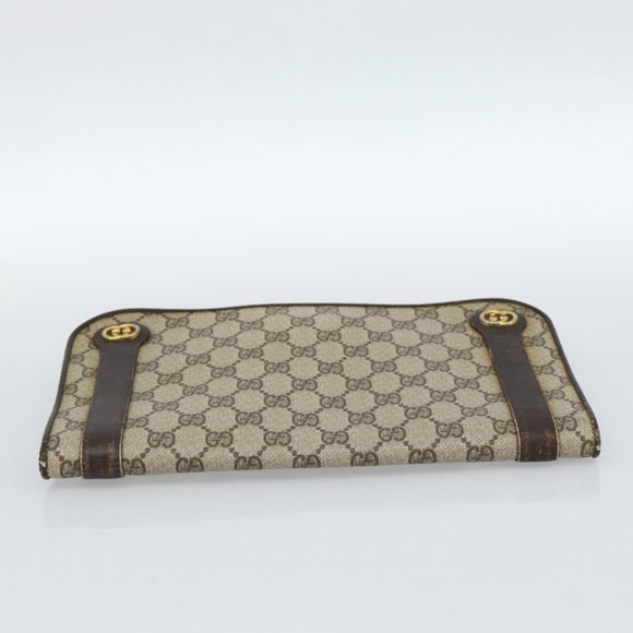 GUCCI GG Supreme Clutch Bag PVC Beige Gold Auth 184538