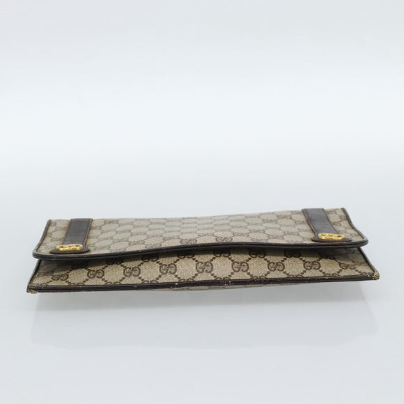GUCCI GG Supreme Clutch Bag PVC Beige Gold Auth 184538