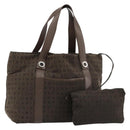 BVLGARI Logo Mania Tote Bag Canvas Brown Silver Auth 184540-1