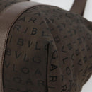 BVLGARI Logo Mania Tote Bag Canvas Brown Silver Auth 184540-9