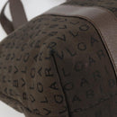 BVLGARI Logo Mania Tote Bag Canvas Brown Silver Auth 184540-14