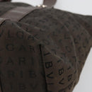 BVLGARI Logo Mania Tote Bag Canvas Brown Silver Auth 184540-15