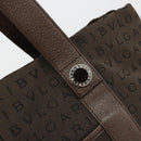 BVLGARI Logo Mania Tote Bag Canvas Brown Silver Auth 184540-10