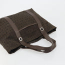 BVLGARI Logo Mania Tote Bag Canvas Brown Silver Auth 184540-6