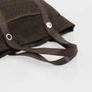 BVLGARI Logo Mania Tote Bag Canvas Brown Silver Auth 184540-7
