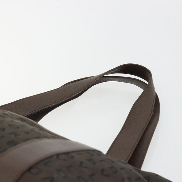 BVLGARI Logo Mania Tote Bag Canvas Brown Silver Auth 184540