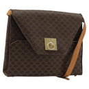 CELINE Macadam Canvas Shoulder Bag PVC Leather Brown Gold Auth 184541-1