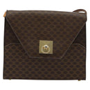 CELINE Macadam Canvas Shoulder Bag PVC Leather Brown Gold Auth 184541-13