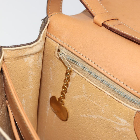 CELINE Macadam Canvas Shoulder Bag PVC Leather Brown Gold Auth 184541