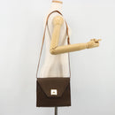 CELINE Macadam Canvas Shoulder Bag PVC Leather Brown Gold Auth 184541-25