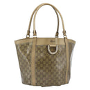 GUCCI GG Crystal Abbey Tote Bag Coated Canvas Gold 211982 Auth 184542-1