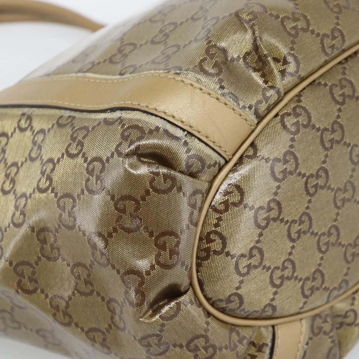 GUCCI GG Crystal Abbey Tote Bag Coated Canvas Gold 211982 Auth