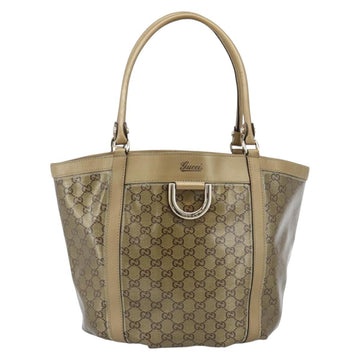 GUCCI GG Crystal Abbey Tote Bag Coated Canvas Gold 211982 Auth 184542 - 0