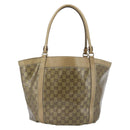 GUCCI GG Crystal Abbey Tote Bag Coated Canvas Gold 211982 Auth 184542-3