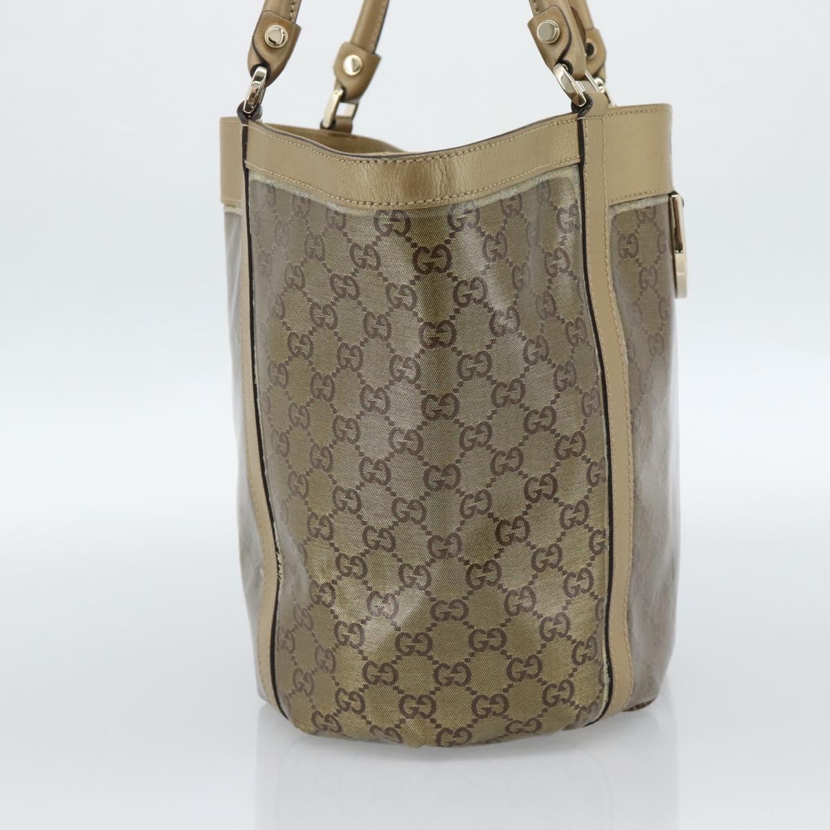 GUCCI GG Crystal Abbey Tote Bag Coated Canvas Gold 211982 Auth