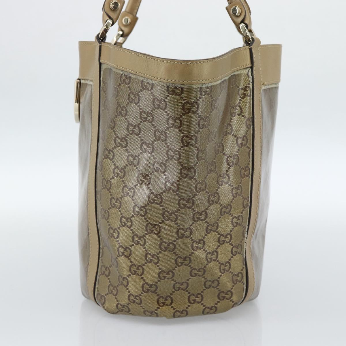 GUCCI GG Crystal Abbey Tote Bag Coated Canvas Gold 211982 Auth
