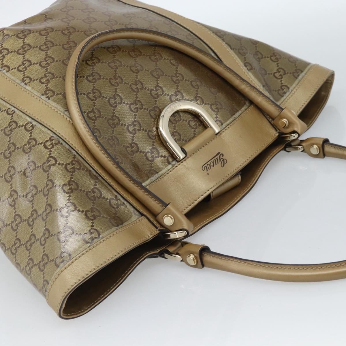 GUCCI GG Crystal Abbey Tote Bag Coated Canvas Gold 211982 Auth 