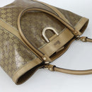 GUCCI GG Crystal Abbey Tote Bag Coated Canvas Gold 211982 Auth 184542-6