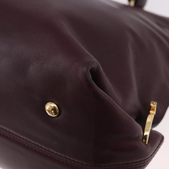 Salvatore Ferragamo Sofia Gancini Hand Bag Leather 2way Purple Gold Auth 184543