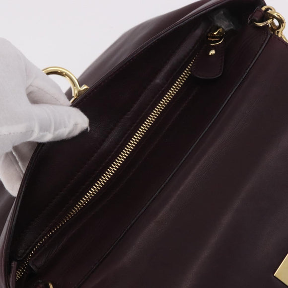 Salvatore Ferragamo Sofia Gancini Hand Bag Leather 2way Purple Gold Auth 184543