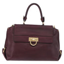Salvatore Ferragamo Sofia Gancini Hand Bag Leather 2way Purple Gold Auth 184543-2