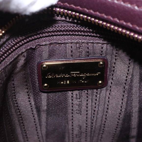 Salvatore Ferragamo Sofia Gancini Hand Bag Leather 2way Purple Gold Auth 184543